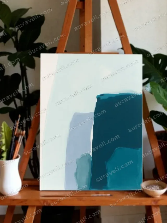Abstract Teal & Blue Canvas Wall Art for Living Room Bedroom Home Decor — art print