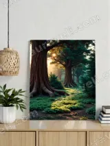Sunlit Forest Giant Trees Canvas Wall Art for Living Room Home Decor – view 2
