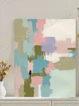 Abstract Pastel Color Block Canvas Wall Art for Living Room Home Decor – view 3