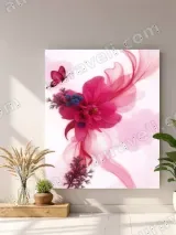 Pink Floral & Butterfly Abstract Canvas Wall Art for Bedroom Living Room Home Decor – view 4