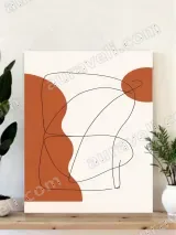 Abstract Terracotta Line Art Canvas Wall Art for Living Room Home Decor