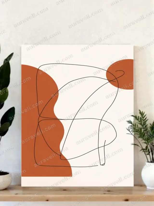 Abstract Terracotta Line Art Canvas Wall Art for Living Room Home Decor — art print
