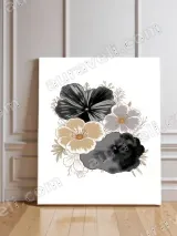 Black Beige Gray Floral Canvas Wall Art for Home Decor