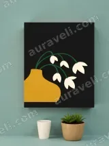 Floral Canvas Wall Art with Yellow Vase - Minimalist Living Room Decor – view 2