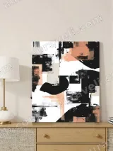 Abstract Black Coral Geometric Canvas Wall Art for Living Room Home Decor – view 4