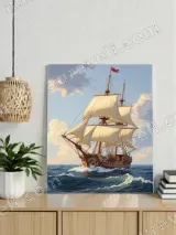 Vintage Sailing Ship Canvas Wall Art for Living Room Home Decor – view 2