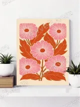 Pink Floral Canvas Wall Art for Living Room Bedroom Home Decor