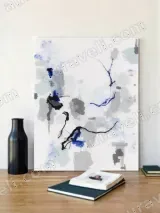 Abstract Blue & Gray Ink Canvas Wall Art for Living Room Home Decor – view 2