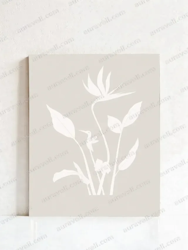 Minimalist Hummingbird & Bird of Paradise Canvas Wall Art for Home Decor — art print