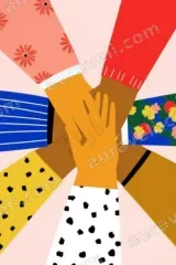 Unity Hands Colorful Patterned Canvas Wall Art for Home framed modern decor