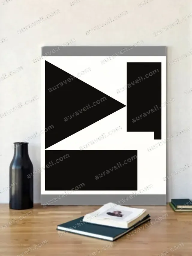 Abstract Geometric Black White Canvas Wall Art for Living Room Home Decor — art print