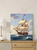 Vintage Sailing Ship Canvas Wall Art for Living Room Home Decor – view 4