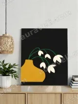 Floral Canvas Wall Art with Yellow Vase - Minimalist Living Room Decor – view 3
