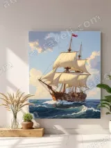 Vintage Sailing Ship Canvas Wall Art for Living Room Home Decor – view 3